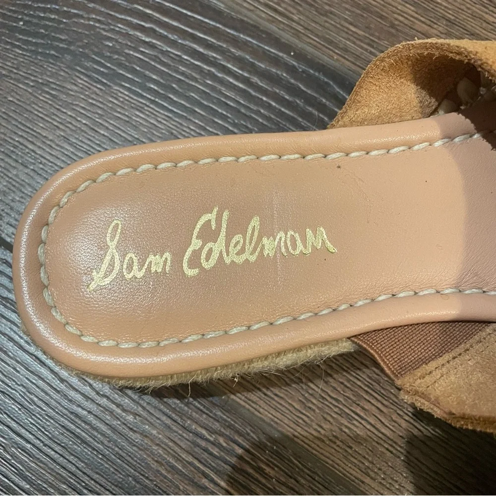 Sam Edelman Austin Suede Slip On Espadrille Mules Bohemian Western in Brown 7.5M - Picture 10 of 12